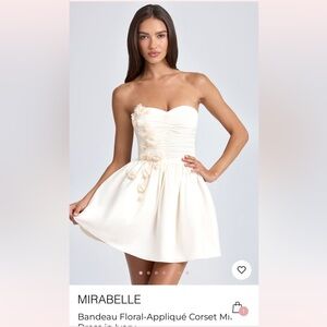 Oh Polly - Mirabelle Bandeau Floral-Appliqúe CorsetMini Dress Ivory